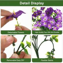 1pc Artificial Morning Glory, Outdoor Spring/Summer Decor, UV Resistant Purple Realistic Silk Floral Plant, Suitable For Outdoor Planters, Patio, Porch, Yard, Window Box - Light Purple - View 5