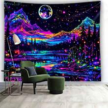 2D Flat Blacklight Wall Art, Neon Landscape Style Design, Suitable For Decorating Teenager Bedroom, Dorm, Living Room, Outdoor Space And RV. Computer Room Decoration, Holiday And Party Decoration, Valentine's Day Decoration - Multicolor - View 9