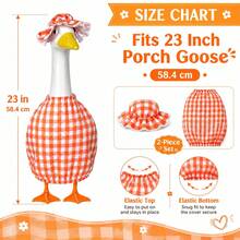 Harvest Festival Porch Goose 23 Inch Plastic Cement Statue, Goose Outfit With Hat, Suitable For Outdoor Yard Lawn Patio Decoration - Cement Lawn Goose Thanksgiving Decoration Outfit With Orange Stripes (Goose Statue Not Included) - A - View 2