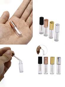 Recipiente Redondo Mini para Batom, Tubo de Amostra de Brilho Labial Recarregável com Revestimento de Borracha, Essencial de Viagem, Tubo de Brilho Labial, Tubo/Frasco para Delineador Líquido, Máscara e Batom, Recipiente Cosmético Vazio Recarregável, Frasco Plástico Vazio Recarregável, Recipiente para Batom Líquido, Pequeno Frasco de Amostra de Brilho Labial, Suprimentos de Armazenamento Cosmético, Frasco Dispensador - Transparente - Visão 1