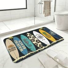 1pc Door Mat Tropical Beach Style Entrance Rug Flannel Material Thick Plush - 0.4inch Sponge Thickness Unique Surfboard Design Suitable For Doorways, Bathroom, Kitchen, Toilet, Bedroom, Indoor And Outdoor, Farmhouse, Patio, Laundry Room, Courtyard De - 彩色 - 查看 12