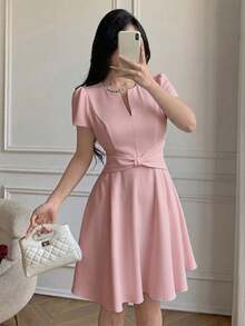 YkhahaYkhahaCelisse Vestido elegante con diseño de lazo para ceñir la cintura, estilo francés para mujeresYkhahaYkhaha - Rosa Pálido - Ver 1