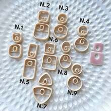 2pcs Geometric Shape Polymer Clay Earring Molds, DIY Soft Ceramic Earring Molds, Suitable For Unique Pendants, Ideal Choice For Handmade Jewelry Making - Apricot - View 2