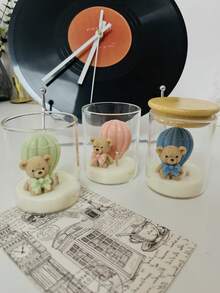 1pc New Cartoon Style Scented Candle Cup (Height 8.5cm/3.34in), Creative Glass Cup Candle, Handmade Soy Wax, Smokeless Candle, Suitable For Home Decor, Living Room Decor, Bedroom Ornament Decor, Birthday Decor Candle, Gift, Souvenir, Party Decor Supplies, Graduation Season Gift, Candle, Candles, Decorative Candle, Bestfriend Gifts, Gift For Woman, Candles Home Decoration, Candles Cute, Jar Candles - Multicolor - View 2
