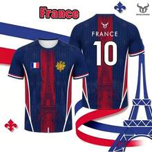 New France Flag Printed T-Shirt Men Breathable And Quick-Drying Soccer Jersey Unisex Casual Sports Training Short-Sleeved Top - TEkfb50026FM - 查看 2