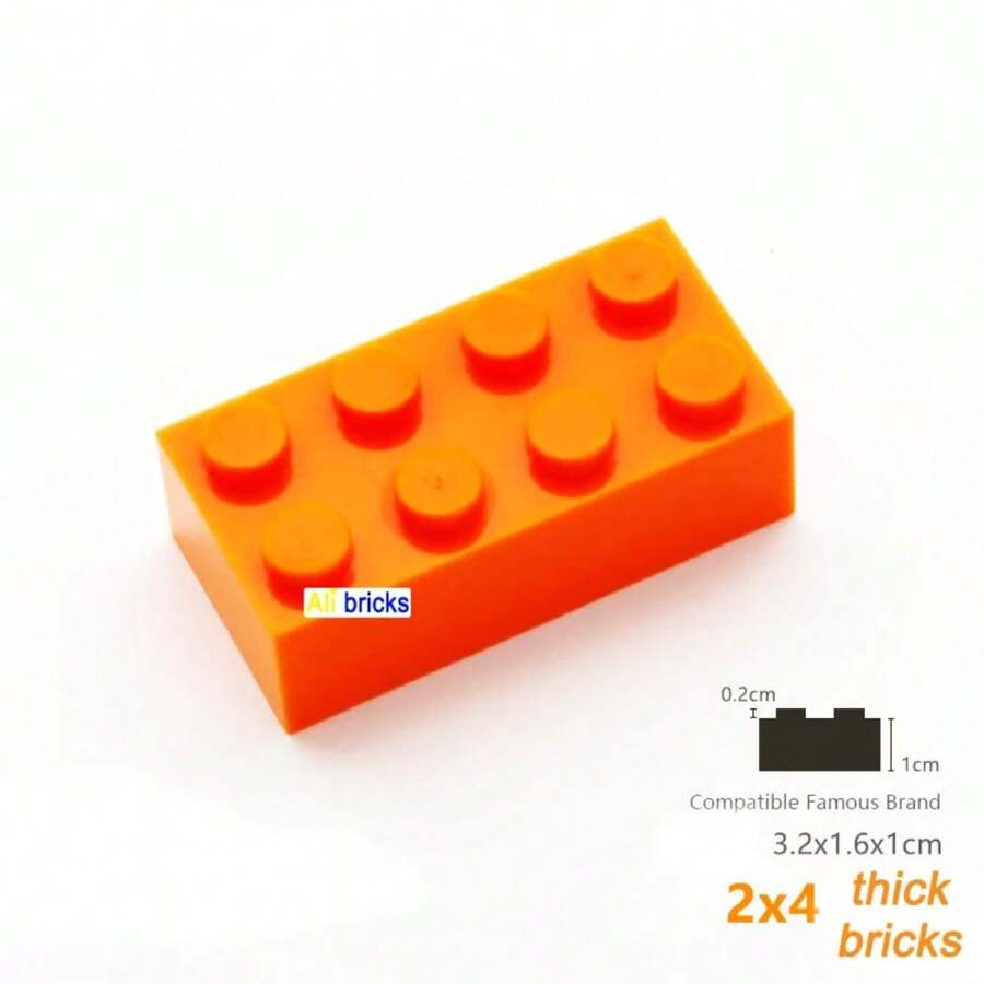80pcs Bulk Building Blocks Thick Figures Bricks 2x4 Dots Size Creative Educational Compatible 3001 Plastic Toy for - 80 piezas naranjas - Ver 1