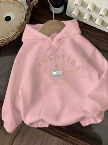 Women's Kangaroo Hoodie Winter Sweatshirt With Argentina South America Print - New Special Casual Street Stylish Modern Premium Warm For Everyday Wear - Rosa - Xem 1