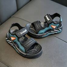 Sandalias abiertas de niña con lazo de strass, sandalias transpirables para playa y vacaciones - Negro - Ver 6