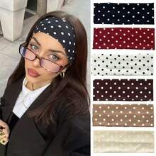 6/3er Set neue gepunktete Haarreifen, modische gepunktete Make-up-Gesichtsmasken-Haarreifen, Sport- und Lässig-Haarband für die Schule - Verschiedenfarbig - Übersicht 1