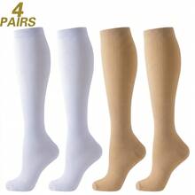 1/3/4/6/8 Pairs Black Beige White Blue Grey Sports Running Cycling Compression Socks, Unisex Circulation Running Nurse Socks - Multicolor - View 34