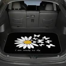 1pc/4pcs Car Floor Mats And Trunk Mats, Car Interior Mats, Car Protection Pads, Polyester Material, Daisy Print Style, Suitable For Truck/Sedan/SUV, Perfect Holiday And Thank You Gift For Friends - Daisy - View 5