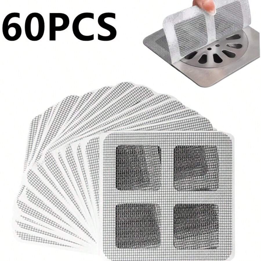 10/60/100pcs Mesh Bathroom Sink Strainer, Toilet Drain Filter, Kitchen Anti-Clog Anti-Insect Self-Adhesive Floor Drain Sticker