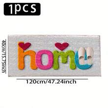1pc Colorful Home Heart Pattern Printed Faux Cashmere Surface TPR Bottom Door Mat, Bathroom Mat, Kitchen Mat, Laundry Room Mat, Holiday Atmosphere Decoration, Home Decor, Party Decor, Wedding Decor, Dining & Kitchen Decor - Multicolor - View 12