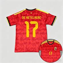 26-27 World Cup Belgium National Team Home Jersey Custom Print Fan Version Quick Dry Short Sleeve Football Shirt - #17 - 查看 2