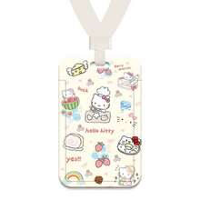 MINISO 可愛三麗鷗 Hello Kitty 角色直立式滑動卡套，附掛繩或編織皮革掛繩的動漫 ID 識別證套，開學季送給青少年女孩學生的禮物 - 樣式 2 - 查看 5