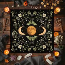 1pc Moon Phase Aesthetic Rose And Moon Star Pattern Tablecloth, Altar Cloth For Divination And Oracle Card Games, Party Supplies And Events - Multicolor - View 1