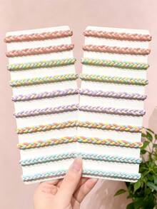 5/10/20pcs/Set Macaron Woven Hair Scrunchies, Sweet Hair Accessories - Suitable For Girls And Women, Applicable For Daily Hairstyling, Outings And More - Multicolor - View 12