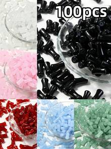100pcs 6x12mm Bamboo Joint Shaped Glass Loose Beads - DIY Handmade Hair Sticks, Bracelets, Necklaces Accessories, Vintage Jewelry Craft Materials - Multicolor - View 1
