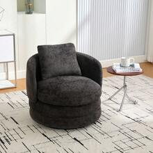30" Living Room Rotating Decorative Chair(1PC), 360 ° Rotatable Bucket Shaped Sofa Chair, Chenille Armchair,Extra Super Soft Pillows As A Gift,Ergonomic Design,Suitable For Various Scenarios Such As Living Rooms, Bedrooms, Balconies, Etc - 深灰色-可旋轉裝飾椅+抱枕-雪尼爾 - 查看 8
