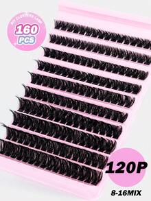 MAANGE 120/140/160/180pcs 200P/160P/120P/100P/80P Dense Thickened Black Dramatic Eyelash Clusters, DIY Lash Extensions, Fluffy Voluminous Individual Eyelash Extensions, Suitable For Daily, Party And Stage, Gift For Girls - DD - View 9