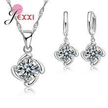 925 Sterling Silver Plating Necklace And Earring Set With Cubic Zirconia, Cross, Heart And Butterfly Design, Fashion Jewelry For Women. - 33001 - 查看 1