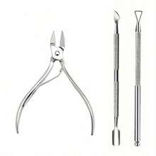Kit de Ferramentas de Manicure Profissional em Aço Inoxidável com Cortador de Unhas, Tesoura, Alicate, Empurrador e Removedor de Cutículas Multifuncional para Cuidados com as Unhas - Prata - Visão 10