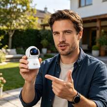 WJG 1296P Smart Indoor Security Camera Wireless IP Camera With Night Vision, Auto Tracking And Motion/Sound Detection, 2.4G WiFi, Plug And Play Monitoring Device Compatible With Smartphone App - White - View 3