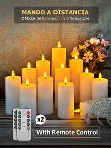 4/12 pièces Bougies sans flamme avec télécommande/minuterie, bougies électroniques à LED, bougies sans flamme vacillantes d'extérieur, alimentées par batterie, décoration de maison, décoration de table, décoration de fête, bougies de vœux, convient pour Noël, Saint-Valentin, Halloween, maison, mariage, cadeau, décoration d'anniversaire, fête - Blanc - Voir 2