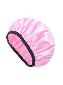 1pc Adjustable Double Layer Waterproof Shower Cap, Home Use Oil-Proof Fashion Women's Oversized Thickened Adult Sleep Cap Head Cover - Multicolor - View 8