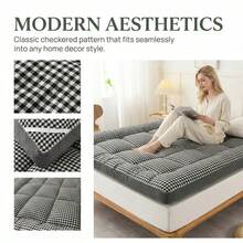 1pc Solid Color Soft & Comfortable Mattress Pad, Japanese-Style Floor Mattress, Hotel Quality, Elastic Corner Straps, Thick & Fluffy, Single/Double/Queen/King Size, Suitable For All Seasons, Breathable Tatami Mat, Foldable & Rollable Sleeping Pad, Suitable For Camping, Dorm, Guest Room, Easy To Clean, Large Mattress - Grey - View 3