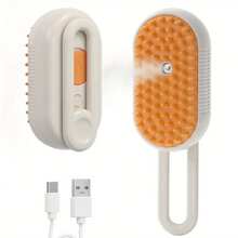 4-In-1 Cat Comb, Rechargeable Pet Grooming Comb With Massage Function, Anti-Static Pet Care Device - Purple - View 8
