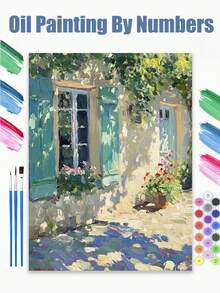 1/4 pezzi Set di pittura numerica fai-da-te per principianti adulti, paesaggio estivo, pittura a olio & pittura acrilica numerica, senza cornice (40*50cm/16*20 pollici) - A - Visualizzare 5