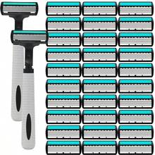 Maquinilla de afeitar manual de 6 capas con cuchillas reemplazables, interruptor de botón, lavable, afeitadora portátil de viaje, regalo ideal para hombres - Multicolor - Ver 1
