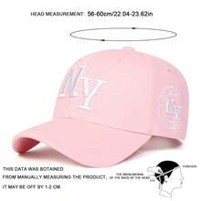 AR 1件男士字母刺繡棒球帽 NEW YORK 時尚可調節防曬休閒帽，適合春秋旅行、觀光、海灘、派對 - 粉色 - 查看 3