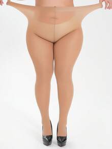 300D Classic Plus Size Thickened Tights, 1 Pair, Women's Spring/Summer/Autumn Thin Semi-Sheer Pantyhose - Apricot - View 2