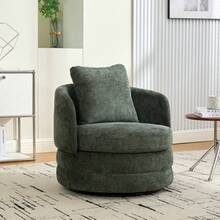 30" Living Room Rotating Decorative Chair(1PC), 360 ° Rotatable Bucket Shaped Sofa Chair, Chenille Armchair,Extra Super Soft Pillows As A Gift,Ergonomic Design,Suitable For Various Scenarios Such As Living Rooms, Bedrooms, Balconies, Etc - Xanh lá cây - Ghế xoay trang trí + Đệm - Vải nhung - Xem 8