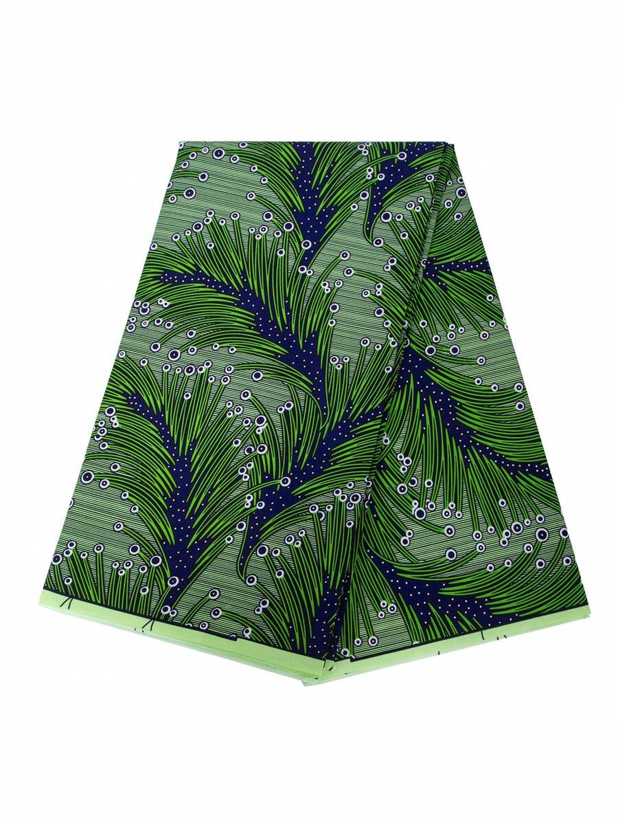 African Wax Print Fabric, Lime Green Navy Botanical Leaf Ankara Cloth, Smooth Breathable Textile For Dress, Skirt, Headwrap, Sewing, Quilting, Patchwork, Crafts, Party Decor, DIY Fashion