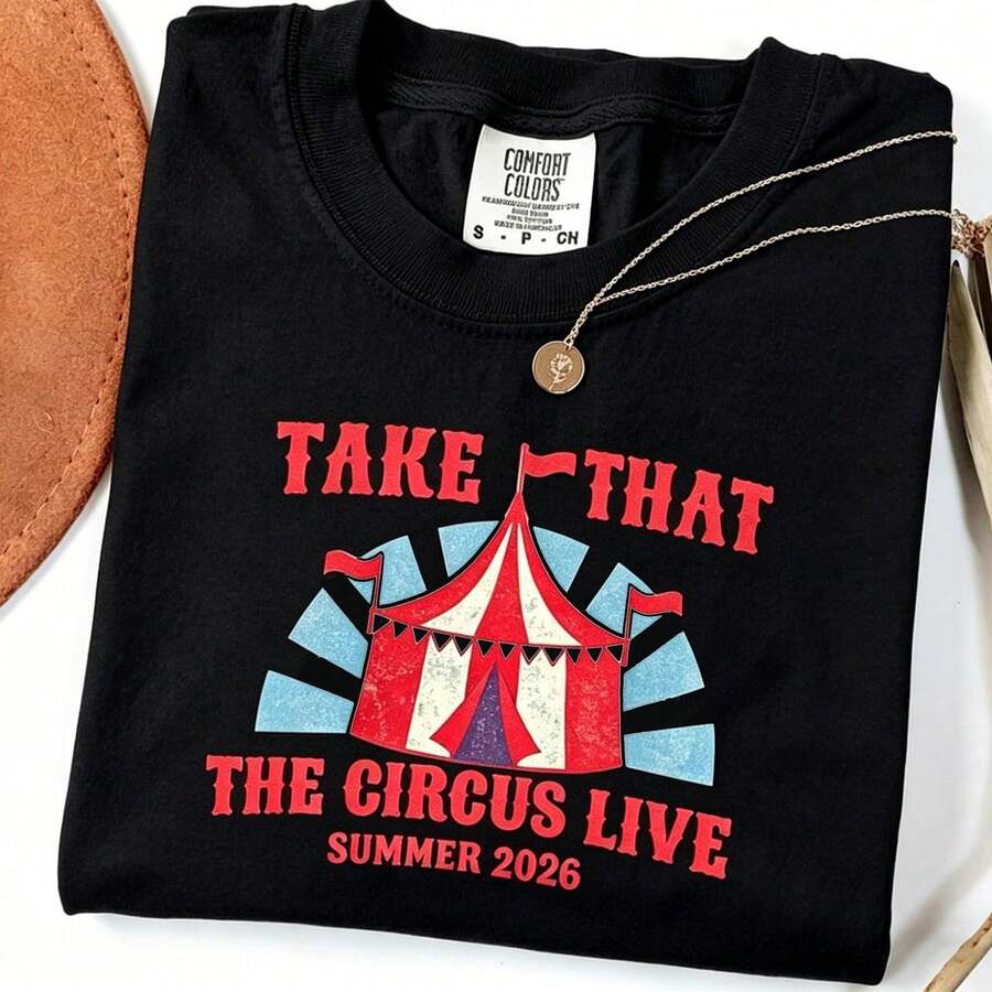 Toma esa camiseta inspirada en "The Circus Live".|   Camiseta de la gira 2026 para fans|   Camiseta Casual de Talla Grande para Conciertos, de Manga Corta y Cuello Redondo para Hombres y Muj - Negro - Ver 1