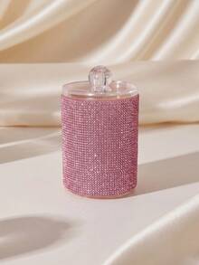 1 pieza Organizador de maquillaje transparente con strass 2 en 1, caja redonda de 2 capas con 2 compartimentos y tapa. Para tocador & baño, sostiene brochas, lápices labiales & herramientas de belleza, decoración del hogar. - Multicolor - Ver 12