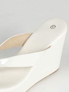 Women's Toe-Clip Wedge Heel Thick Sole Sandals, Plus Size Slide Sandals, Outdoor Beach Shoes - White - View 10
