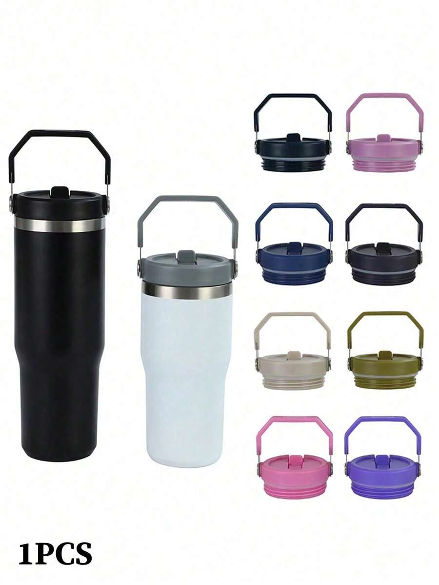 1pc 30oz Cup Lid With Handle, Fits 40oz Cups, Splash-Proof, Leak-Proof, Spill-Proof, Reusable, With Handle, Suitable For Various Cups
