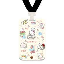 MINISO Cute Sanrio Hello Kitty Character Vertical Sliding Card Holder, Anime ID Badge Holder With Lanyard Or Braided Leather Lanyard, Back To School Gift For Teenage Girls Students - Style 4 - View 4