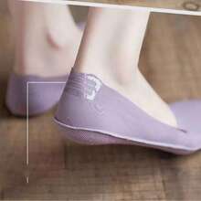 5 Pairs Ice Silk Low-Cut No-Show Socks For Women, Summer Thin Non-Slip Anti-Slip Heel Socks For High Heels, Random Packaging Card - Multicolor - View 4