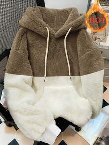 Sudadera con capucha de lana sintética de cordero para mujer de talla grande de , cálida y a la moda para otoño e invierno,. - Multicolor - Ver 1