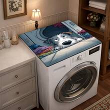 1pc, Home Decor, Cartoon Puppy Pattern Printed Washing Machine Dust Cover, Rubber Soft Bottom, Laundry Room Accessories, Washing Machine Top Protection Pad, Water Absorbent Quick Drying, Refrigerator Dust Cover Pad, Coffee Machine Countertop Water Absorbent Pad, Diatom Mud Drainage Pad, Modern Laundry Room And Kitchen Appliance Washing Machine And Dryer Dust Cover, Home Decor, Kitchen Dining Room Decor - Multicolor - View 2