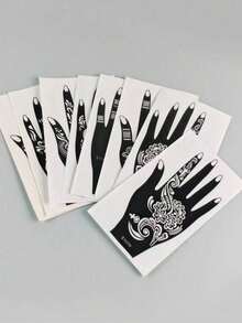 High-Quality Floral Pattern Henna Tattoo Stencils, Colorful Painting Temporary Hand Tattoo Stencils, Glitter Hollow Tattoo Stickers, Suitable For Body Art Painting Makeup Mandala Design - Multicolor - View 2