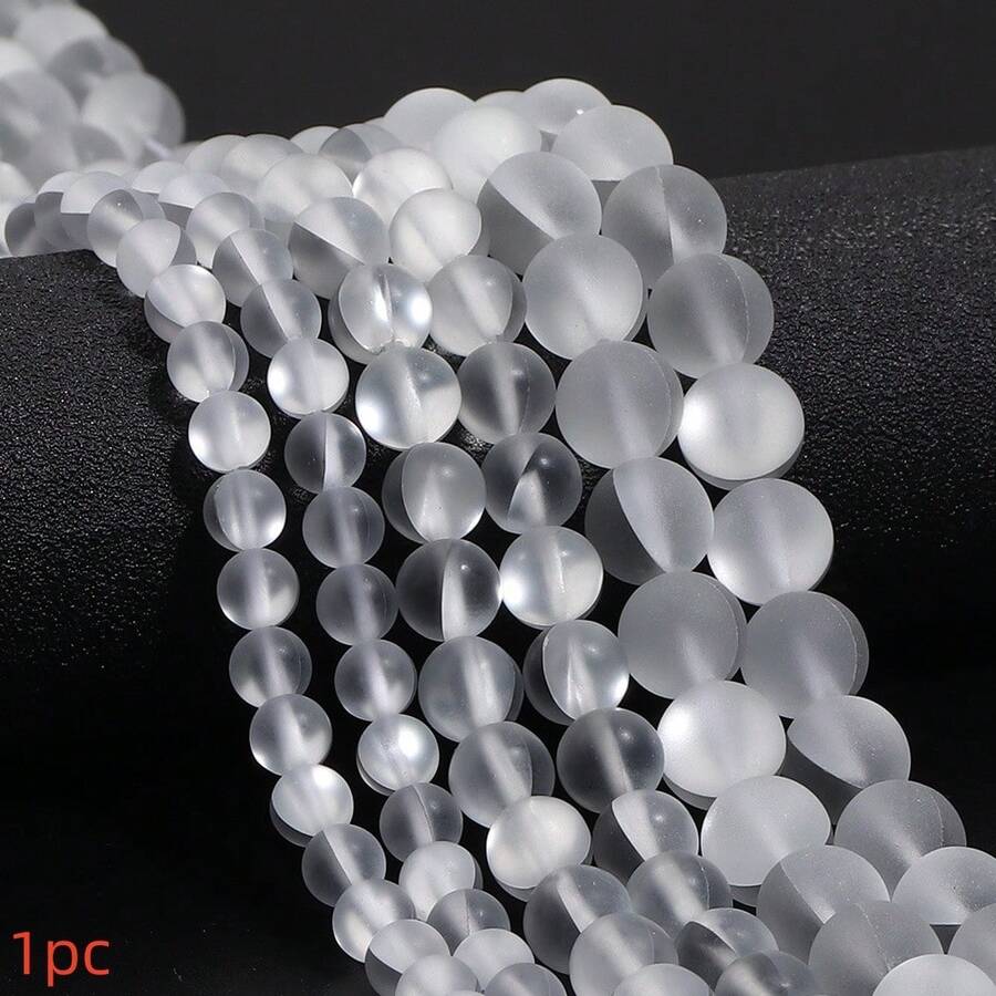 1串磨砂灰色閃亮玻璃圓珠，優雅手鍊項鍊耳環製作珠，DIY珠寶手工珠（約38-60顆）