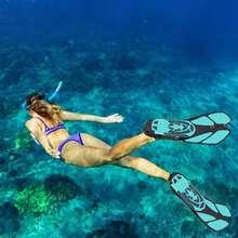 Travel Snorkel Fins Portable Diving Flippers Adjustable Short Blade Open Heel Swimming Gear For Adult Vacation Beach - Multicolor - View 8