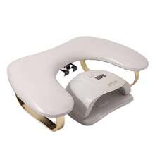 U-Shaped Manicure Hand Rest With Butterfly Metal Legs, Phone Holder, And Light Luxury PU Hand Cushion - White - View 4