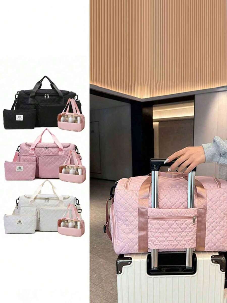 旅行包套組，包含1個大包、1個小包和1個中號化妝包，可用作手提包、單肩包、斜背包、健身包，超大容量，便攜式旅行收納包，鞋子收納、衣物收納、行李包，也適合裝學用品和文具，方便旅行，出遊的理想選擇